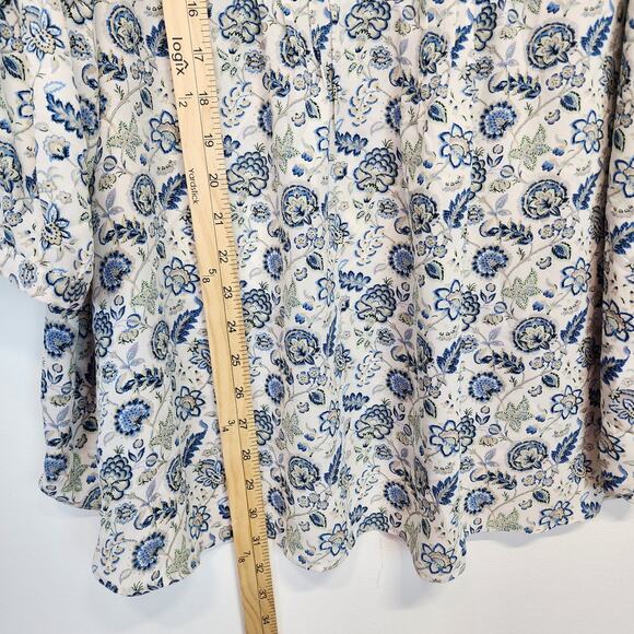 Rose + Olive Blouse Size 2X Floral Paisley Pleated Boho Peasant Artsy Office - Picture 5 of 9